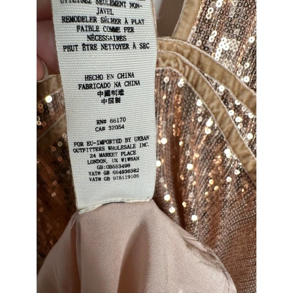 Free People Film Noir Sequined A-Line Party Dress in Gold Rose Size 4 NEW - Picture 5 of 12